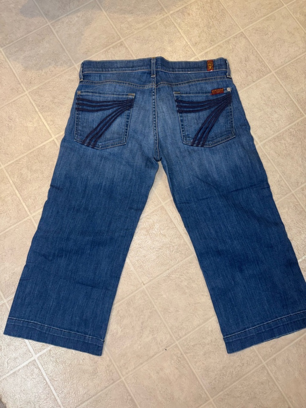 7 For All Mankind Women Dark Blue Jean crop dojo capri